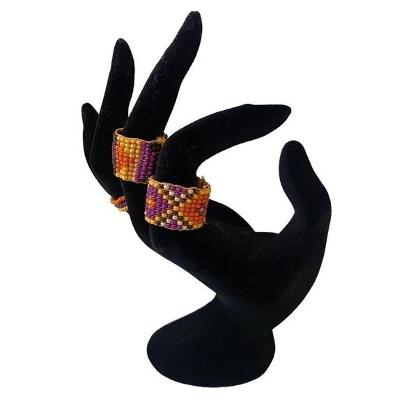 Zara Colorful Beaded Ring Set. 3 in each set. - Picture 2 of 5